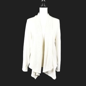 fever White Fly Away Open Cardigan Ribbed Accents
